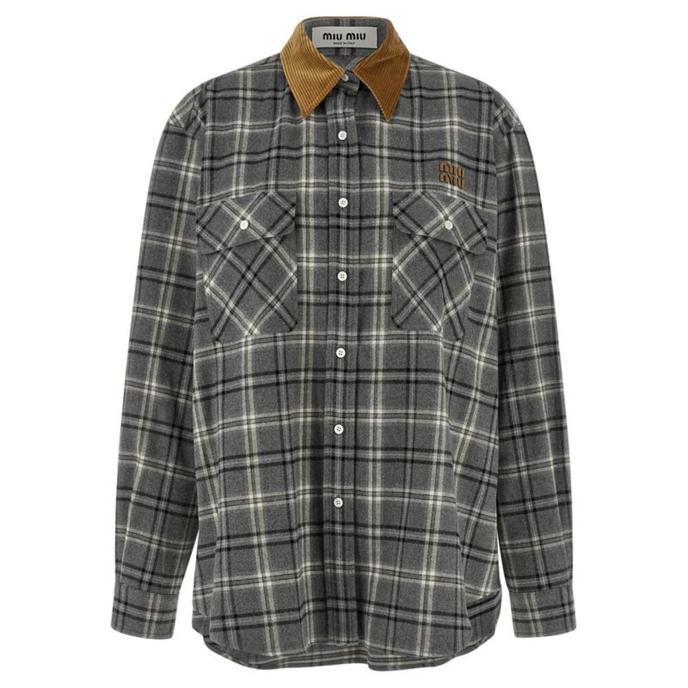 Miu Miu Gray Cotton Women's Blouse